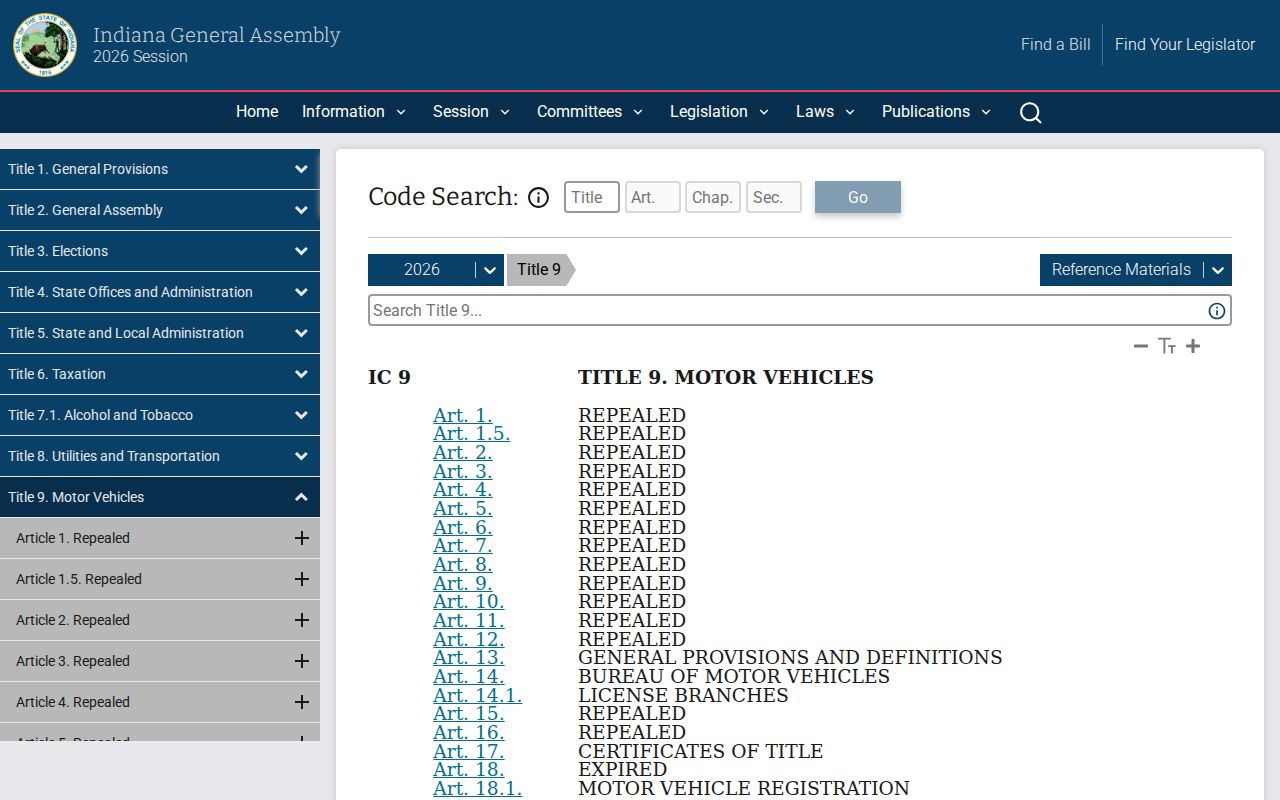 Indiana law page used to explain the Delaware County traffic failure-to-appear path