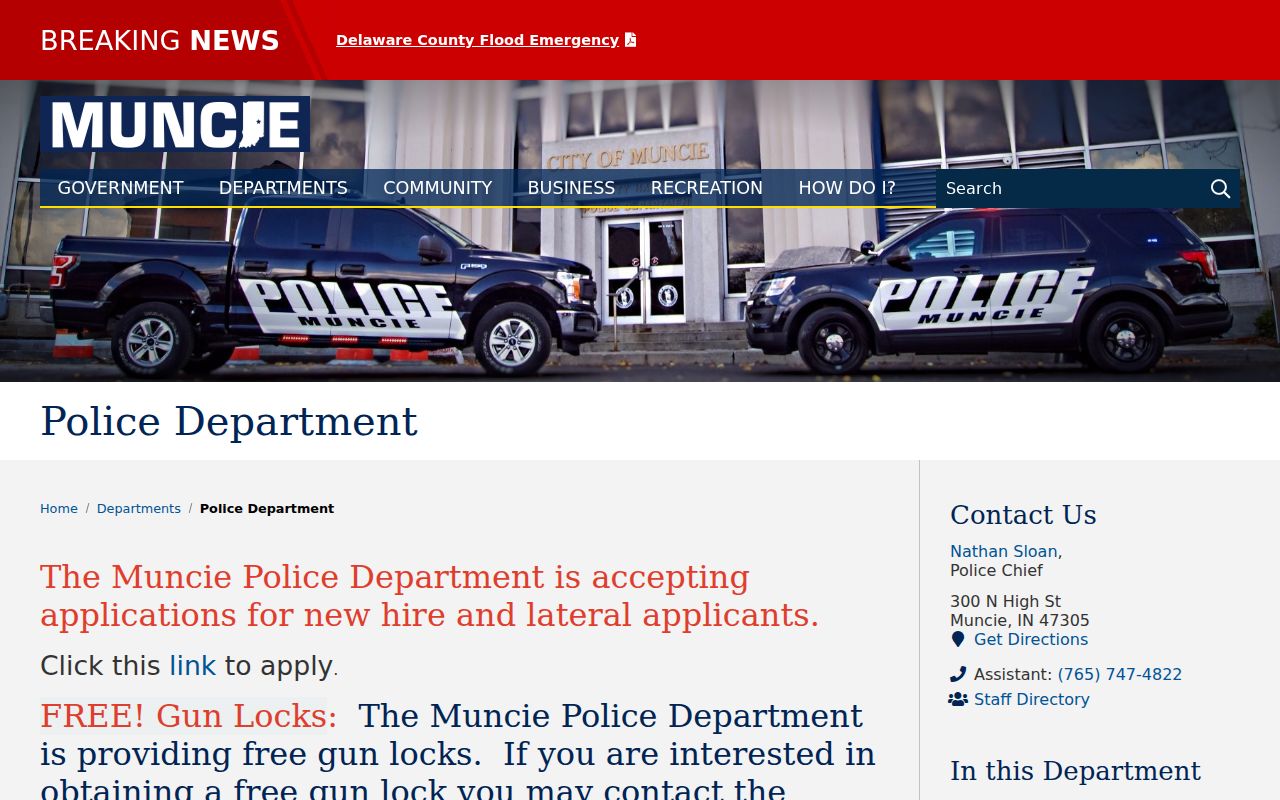 Muncie warrants Police Department identity and records contact