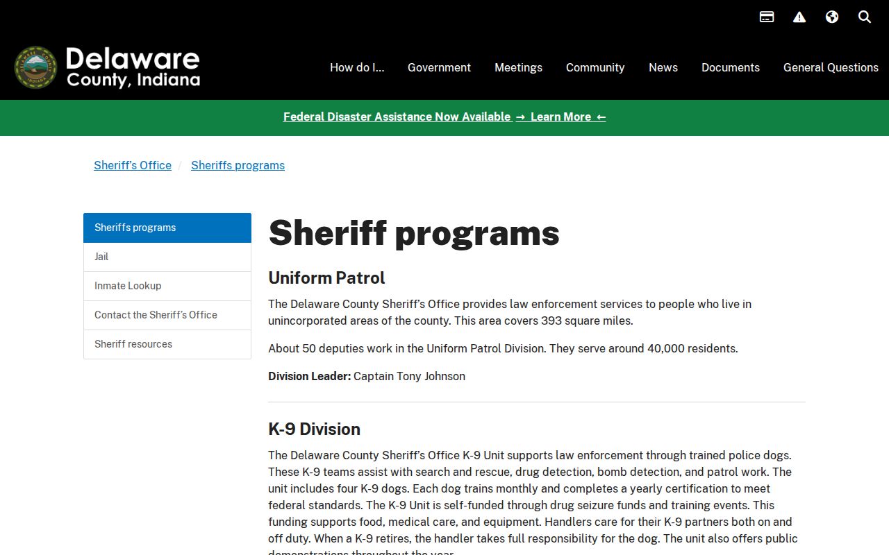 Delaware County sheriff programs and SWAT service information